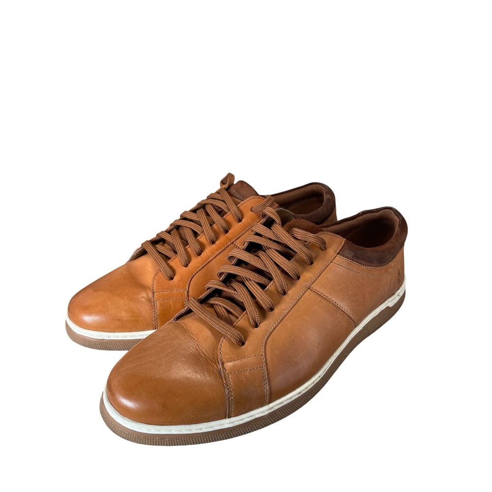 Hush Puppies Bounce Mens 11.5 Wide Tan Leather Low Top Sneakers HPM10452